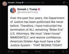 特朗普下令解雇所有剩余的“拜登时代”联邦